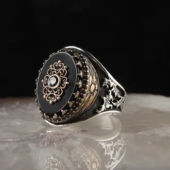 Turkijos papuošalų 925 sterlingas sidabro žiedas nekilnojamojo akmens vyrų Žiedas vyriški papuošalai žiedas vyrų žiedas moteris vyras piršto žiedą vyrų žiedas