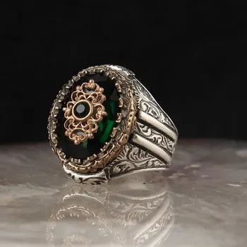 Turkijos papuošalų 925 sterlingas sidabro žiedas nekilnojamojo akmens vyrų Žiedas vyriški papuošalai žiedas vyrų žiedas moteris vyras piršto žiedą vyrų žiedas