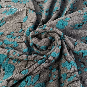 Europos aukštos klasės 3D gėlių stilius storio žakardo viskozės, vilnos audinio žiemos tranšėjos paltai tecidos tissu afrikinio SP5906