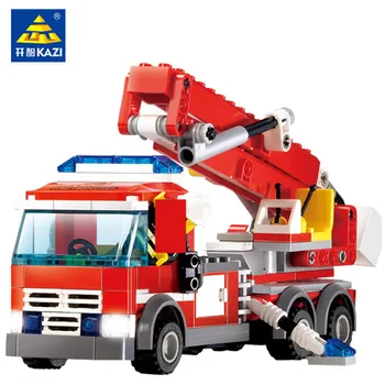 244Pcs City ugniagesių Sunkvežimis Automobilio Modelį Plytų Rinkinys Statybinių Blokų Rinkinius Gaisrininkas Sumos Švietimo Žaislai Vaikams