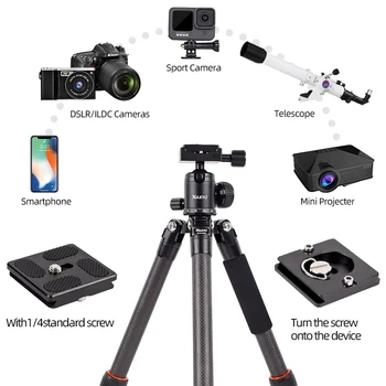 XILETU XLS225C Anglies Pluošto Trikojis Fotoaparato Stovas Profesionalus Trikojis Monopodzie už Dslr Vaizdo Kamera, Telefonas, Kelionės Reikmenys