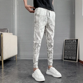 Korėjos Vasaros 2020 Vyrų Atsitiktinis Kelnės Slim Fit Mados Kulkšnies Ilgis Haremo Kelnės Vyrams Visos Rungtynės Streetwear Mens Poilsiu Kelnės Baltos
