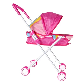 Sulankstomas Kūdikių Lėlės Vežimėlis Vežimėlis Su Krepšelį, Dangtis Pink Skirtas Vaikams Dovanų
