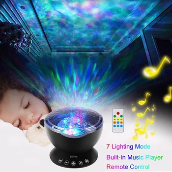 Spalvinga, Vandenyno Bangų, Žvaigždėtas Dangus Aurora LED Nakties Šviesos Projektorius Šviesulys Naujovė USB Lemputė su Nuotolinio Valdymo Kūdikių Vaikai