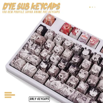 108key Ahegao Keycap Dažų Sublimacijos PBT OEM Profilis Japonų Anime Keycap Vyšnių Gateron Kailh Jungiklis Mechaninė Klaviatūra