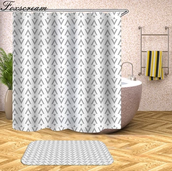 Geometrinis Dušo Užuolaidos Vonios Užuolaidų audinys 3d vonios kambarys dušo užuolaidos su kabliukais vandeniui juoda balta užuolaida arba motina