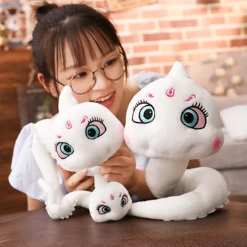 Candice guo! super mielas pliušinis žaislas animacinių filmų gyvūnų didelėmis akimis, drovus, balta gyvatė minkštos pagalvėlės, lėlės galvą, mergaitė gimtadienio, Kalėdų dovana