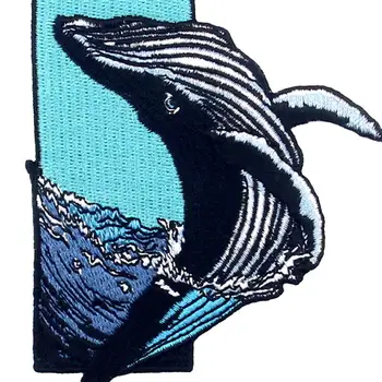 Embird Išsiuvinėti Pleistrai Patch pūkinė Striukė Hampback Banginis peršoka iš Jūros 