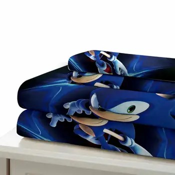 Anime Sonic Patalynės Komplektas Animacinių filmų Antklode Padengti Nustatyti Vaikams Dovanos Berniukas Miegamojo Lova Linas Karalius, Karalienė Dydžio Antklodė Padengti Rinkiniai