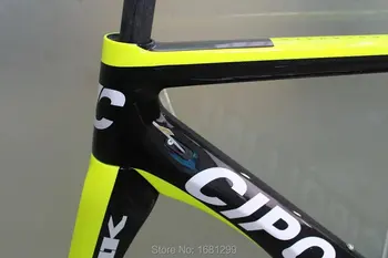 Naujas fluo geltona 700C Road bike matt 3K visas anglies pluošto dviratis rėmas anglies fork+nuo balnelio iškyšos+spaustuvas+ausinės su mikrofonu, šviesos, dalys Nemokama laivas