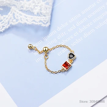 Nekilnojamojo 925 Sterlingas Sidabro Mados Romantiška Saldus Širdies Grandinės Žiedas Didokas Moterų Vestuves Fine Jewelry DA1885