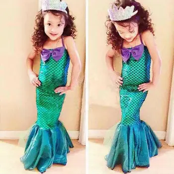 Vaikas Ariel Undinė Nustatyti Mergaitė Princesė Dress Apynasrio Stiliaus Mielas Kūdikis Šalies Cosplay Kostiumų Peteliškę Komplektai