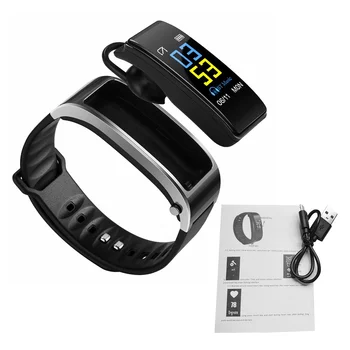 Naujas Kraujo Deguonies Slėgio Širdies Ritmo Monitorius Pedometer Smart Watch & Bluetooth Ausinės Apyrankė