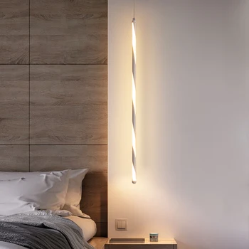 Šiuolaikinių LED sieniniai šviestuvai minimalistinio restorane /kavinėje/gyvenamasis kambarys/naktiniai priedai veltiniams, vilna lempa fono sienos ilgio linijos, pakabinti lempos