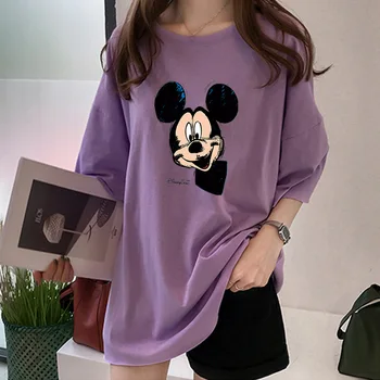 2020 metų Vasaros Mickey Mouse T-marškinėliai Moterims Disney trumpomis Rankovėmis Mielas Animacinių filmų Prarasti Moterų Tshirts Harajuku Prarasti korėjos Drabužių Viršūnės
