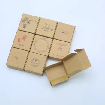 50pcs 6.5x6.5x3cm Mažas Kraft popieriaus, dovanų pakavimo dėžutės,kraft kartono rankų darbo muilas saldainių dėžutė,asmeninį amatų popieriaus dovanų dėžutėje