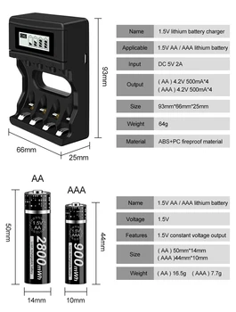 PALO AA Baterijos AAA Baterijos 1,5 V Ličio AA AAA tipo Įkraunamas Baterijas Žaislas Automobilis Massager Gamepad Skustuvas