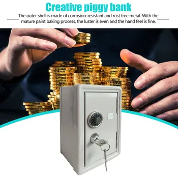 Namų Ūkio Draudimo Box Mini Metalo Saugus Kūrybos Piggy Bank Klavišą Draudimo Kabineto Darbastalio Apdaila
