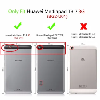 Qosea Už Huawei Mediapad T3 7 BG2-W09 PU Odos Smart Stovėti Tablet Atveju Coque Padengti Apsaugine danga Juoda Spalva, Anti-shock