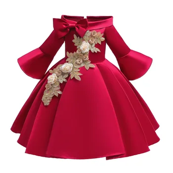 Gėlių kalėdų suknelė mergaitėms žiedlapis gražus princesė vaikai suknelė šalies vaikų drabužių duoklė šilko kamuolys suknelė