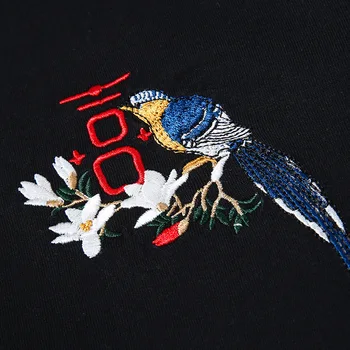 2019 Vyrų Marškinėlius Harajuku Kinija 's Siuvinėjimo Magpies vienos Lyties Pora, T-marškinėliai Modis Medvilnė Tee Trumpas Rankovės Hip-Hop viršūnės T Shirts