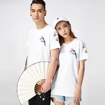 2019 Vyrų Marškinėlius Harajuku Kinija 's Siuvinėjimo Magpies vienos Lyties Pora, T-marškinėliai Modis Medvilnė Tee Trumpas Rankovės Hip-Hop viršūnės T Shirts