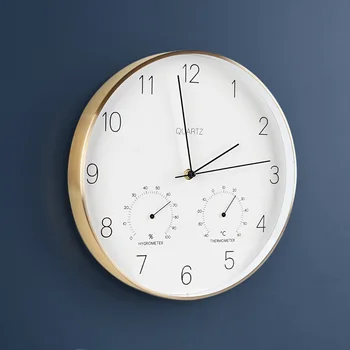 Sieninis laikrodis dekoro namų sieninis laikrodis kūrybos Šiaurės metalo sienos kambarį laikrodis išjungti šluoja kodas temperatūra drėgmėmačiu šiuolaikinės