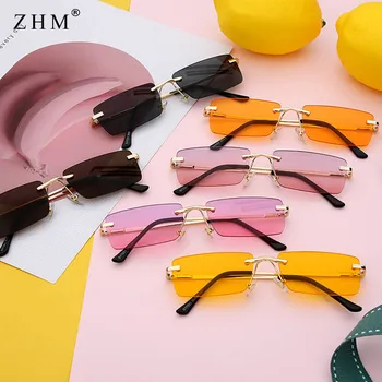 Asmeninį stačiakampio formos moteriški akiniai nuo saulės šviesą dizaineris vyriški akiniai nuo saulės frameless aikštėje poliarizuota moteris gradientas stiklo UV400