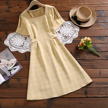 2020 naują atvykimo mielas saldus suknelė mori mergina vasaros mados trumpomis rankovėmis pledas suknelė