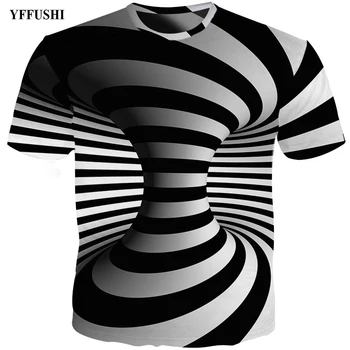 YFFUSHI Vyrų 3d marškinėliai Mados Vasaros marškinėliai Dryžuotas Juoda Viršuje Suknelė Cool Pledas 3d Hip-Hop Balti marškinėliai Plius Dydis 5XL
