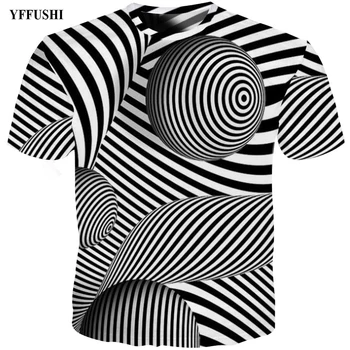 YFFUSHI Vyrų 3d marškinėliai Mados Vasaros marškinėliai Dryžuotas Juoda Viršuje Suknelė Cool Pledas 3d Hip-Hop Balti marškinėliai Plius Dydis 5XL