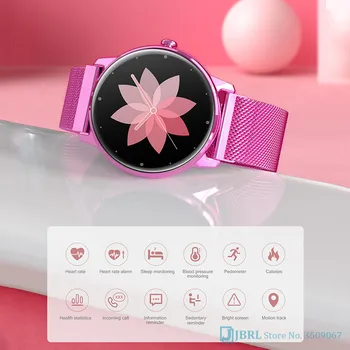 Pilnas Touch Moterų Smart Žiūrėti Fitness Tracker Smartwatch Vandeniui 
