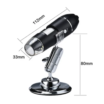 1600X USB Skaitmeninis Mikroskopas, Elektroninis Mikroskopas, 2MP, 1080P vaizdo Kamera Endoskopą 8 LED Didinamojo stiklo Kolonėlė su Metaliniu Stovu PC