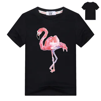 Naujas Kawaii Flamingo marškinėliai Vaikams Mergaitėms iki 2018 m. Vasaros Mielas Elegantiška Swan Žąsų, Print T-Shirt Gyvūnų, Paukščių Viršūnes Tee