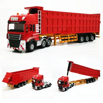 1: 50 Inžinerijos Container Truck Modelis Lydinio puspriekabės, savivartis Metalo Krovinių Logistika, Automobilių Žaislai
