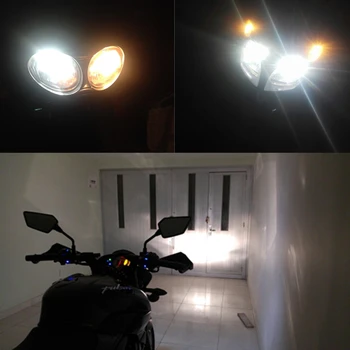 WLJH 2x LED Už Dirt Bike Motociklai Žibintų Lemputė H4 Moto Žibintai DC9-30 V Hi/Lo Šviesos Žibintai Suzuki Yamaha Kawasaki Honda