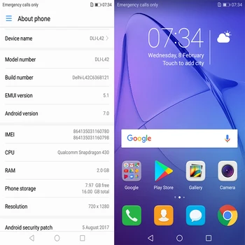 Garbės 6A Žaisti 2 GB 16GB Originalus Naujas Mobilusis Telefonas Snapdragon 430 Octa Core Android 7.0 5.0 colių pirštų atspaudų ID