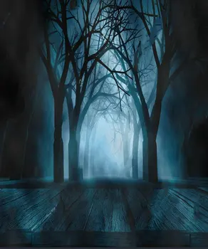 Spooky Halloween Miško Matavimo Rūko nudžiūvusių Medžių, Medinės Nakties fone Kompiuteris spausdinti šalis backdrops