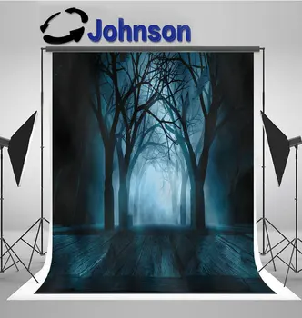 Spooky Halloween Miško Matavimo Rūko nudžiūvusių Medžių, Medinės Nakties fone Kompiuteris spausdinti šalis backdrops