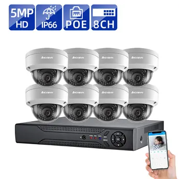 HD VAIZDO 8CH 5MP Priežiūros DVR POE NVR 8 kanalų Rinkiniai Veido Aptikimo HDMI CCTV saugumo 4G WI-fi 