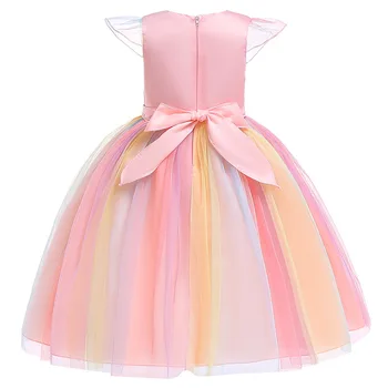 2020 Mergaitės Vaivorykštė Vienaragis Aplikacijos Suknelė, Vestuvės Vaikams Kamuolys Suknelė Mergina Dress Vaikams Išgalvotas Gimtadienio Kūdikių Suknelės