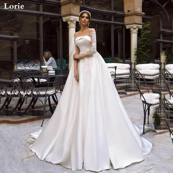Lorie Vestuvių Suknelės 2020 ilgomis Rankovėmis Nuotakos Suknelės Matyti Per Kaklą Vestido de novia Boho Vestuvių Suknelė Moterims Užsakymą