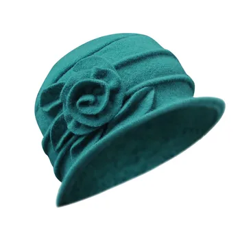 #35 Moterų Ponios Elegantiškas Vilnos Gėlių Skrybėlę Žiemos Derliaus Cloche Kibirą Bžūp Mados Išskirtinį Kepurės Aukštos Kokybės Sombrero