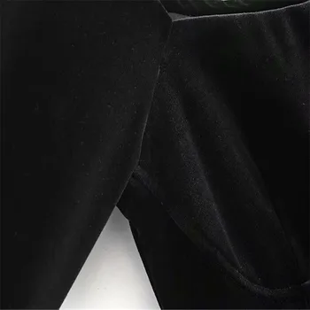 2020 Za Juodo Aksomo Mini Suknelė Moterims Ilgomis Rankovėmis Susiduria Pečių Seksualus Suknelės Moteris Mados Pusėje Zip Interjero Pamušalas Vestidos