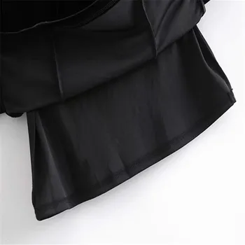 2020 Za Juodo Aksomo Mini Suknelė Moterims Ilgomis Rankovėmis Susiduria Pečių Seksualus Suknelės Moteris Mados Pusėje Zip Interjero Pamušalas Vestidos