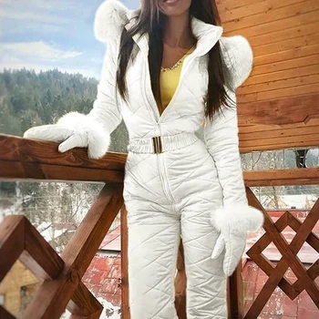 Moterys Žiemą Šiltas Snowsuit Lauko Sporto Kelnės Slidinėjimo Kostiumas atsparus Vandeniui Jumpsuit FEA889