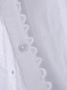 XS moteriški Medvilniniai Balti tuščiaviduriai siuvinėjimo ilgomis rankovėmis suknelė korėjos prarasti Mini Suknelė Midi Suknelė Vasaros Drabužių Moterims