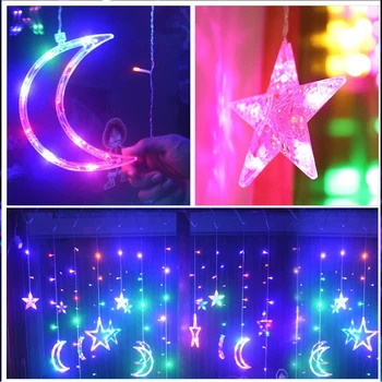 USB+Baterijos Dėžutės 3.5 M LED Moon Star Lempos Pasakų Užuolaidų Šviesos Kalėdinė Girlianda 