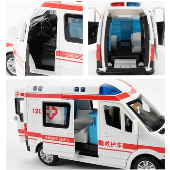 1:32 Vyriausiasis Ligoninės Modeliavimas Greitosios pagalbos Ligoninės Gelbėjimo Metalo Automobiliai Modelis Traukti Atgal Su Garso ir Šviesos Lydinio Diecast Automobilių Žaislai