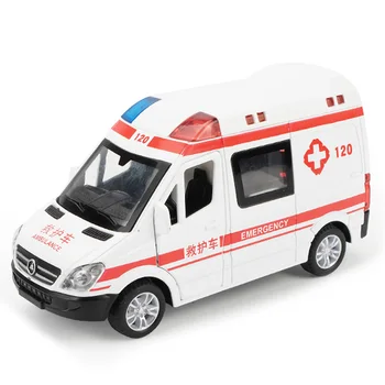 1:32 Vyriausiasis Ligoninės Modeliavimas Greitosios pagalbos Ligoninės Gelbėjimo Metalo Automobiliai Modelis Traukti Atgal Su Garso ir Šviesos Lydinio Diecast Automobilių Žaislai